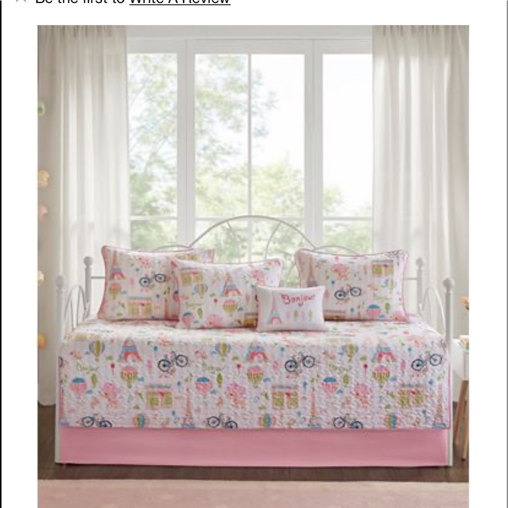 Bedding.  Girls’ Paris Theme Bedding for a daybed.